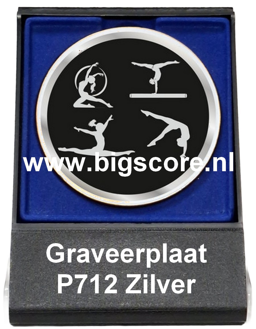 Turnen Dames Acryl in medailledoosje Blauw-Zwart G/Z/B